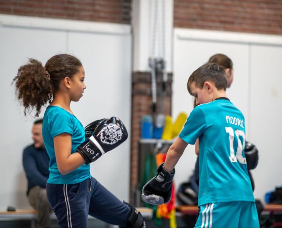 Kickboksen voor kinderen.